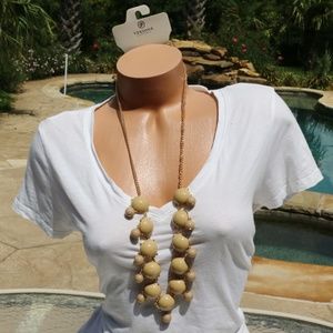 Long Butterscotch Boho Bubble Necklace Goldtone